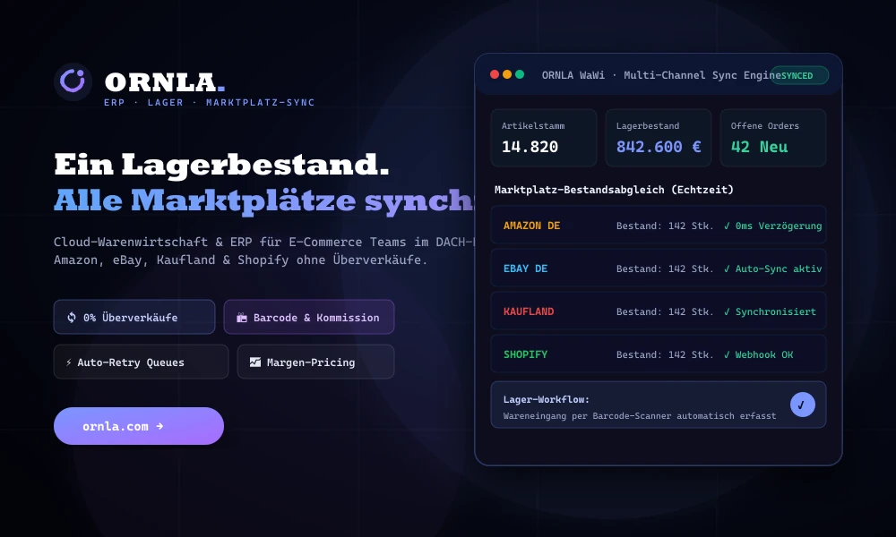 ORNLA Multi-Channel ERP & WaWi Synchronisation Dashboard