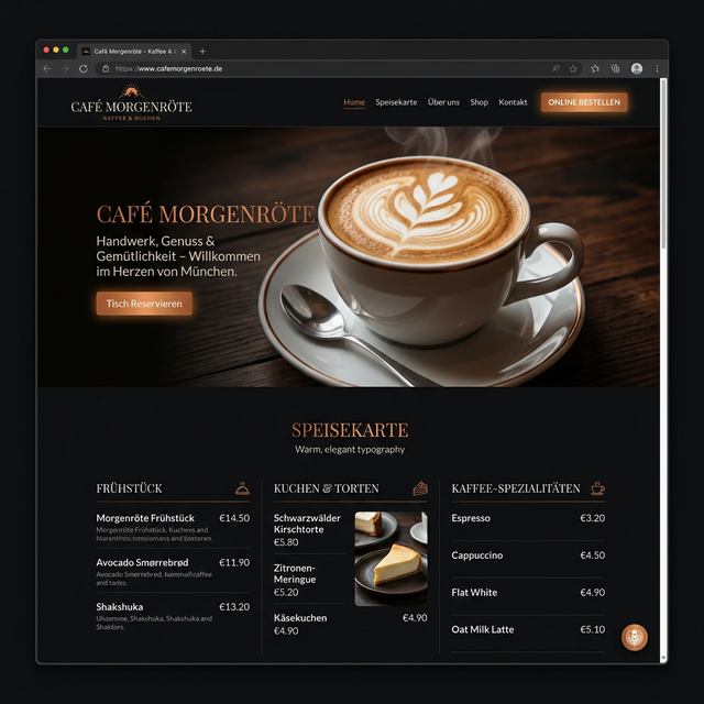Café Morgenröte — Café Website Beispiel